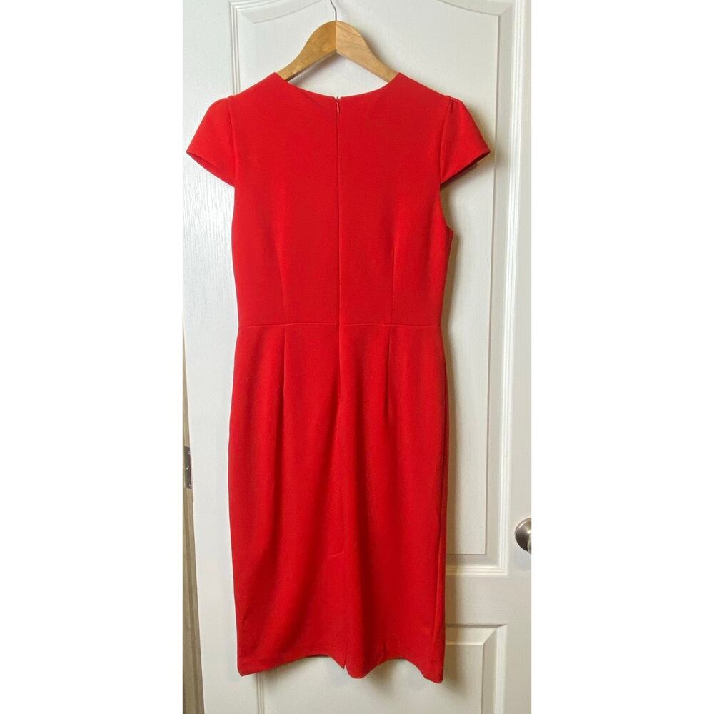 Betsy Johnson Watermelon Red Cap Sleeve Stretch Crepe Dress Women's Size 6 - Picture 3 of 8